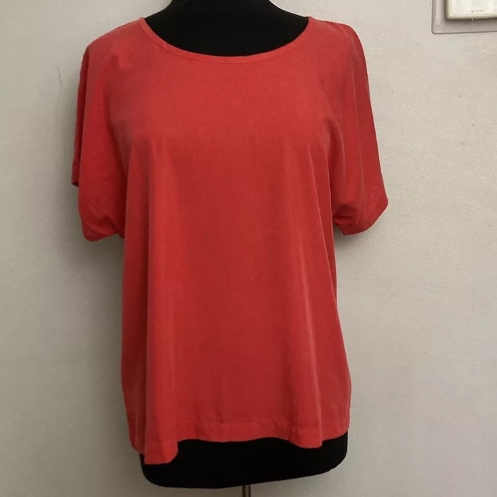 5-10 J Jill Red top blouse Modal Silky Large Core